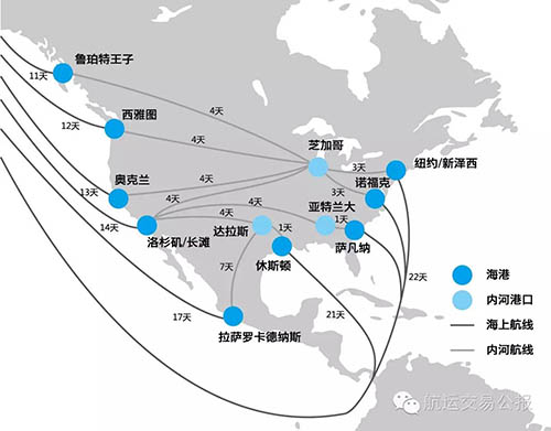 國內(nèi)到美東經(jīng)過巴拿馬運(yùn)河航線圖